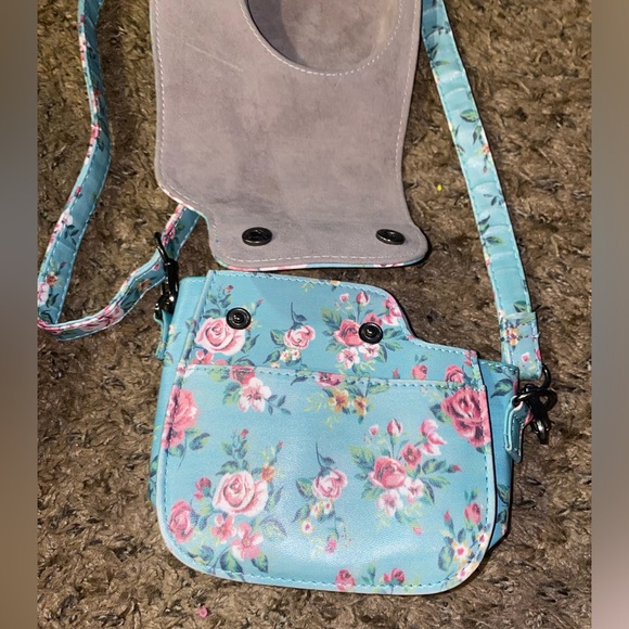 Blue Floral Camera Crossbody Bag For Fujifilm Mini 11/ Mini 9 / Mini 8/8+ - Picture 5 of 5